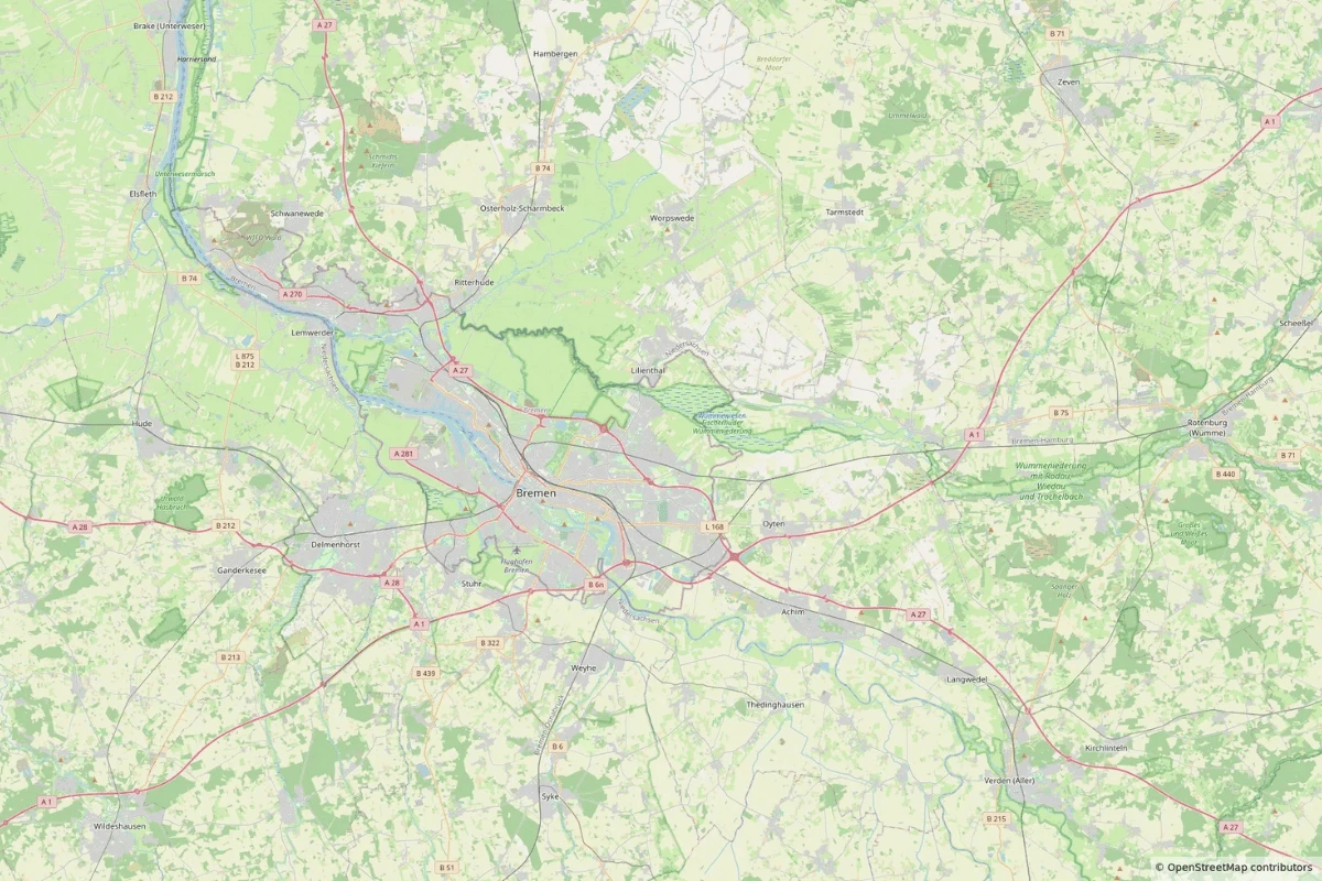 Karte von Bremen und dem Umland